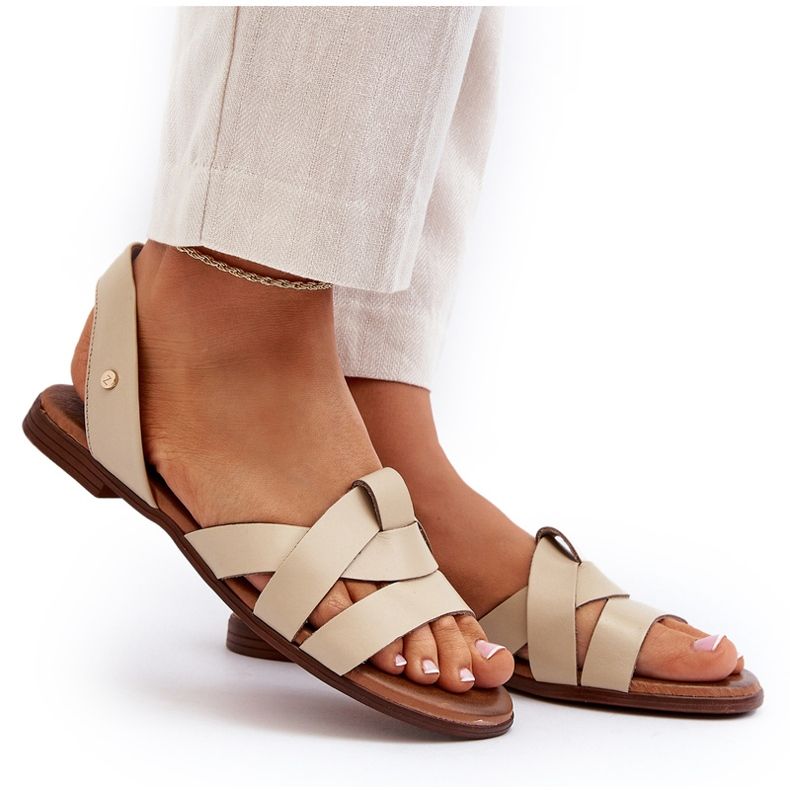 Zazoo 40185 Mukavat nahkasandaalit, beige 5