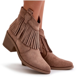 Naisten eko-elendian ruskeat saappaat Fringes S.Barski HY42-127 beige 6