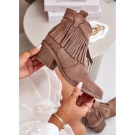 Naisten eko-elendian ruskeat saappaat Fringes S.Barski HY42-127 beige 1