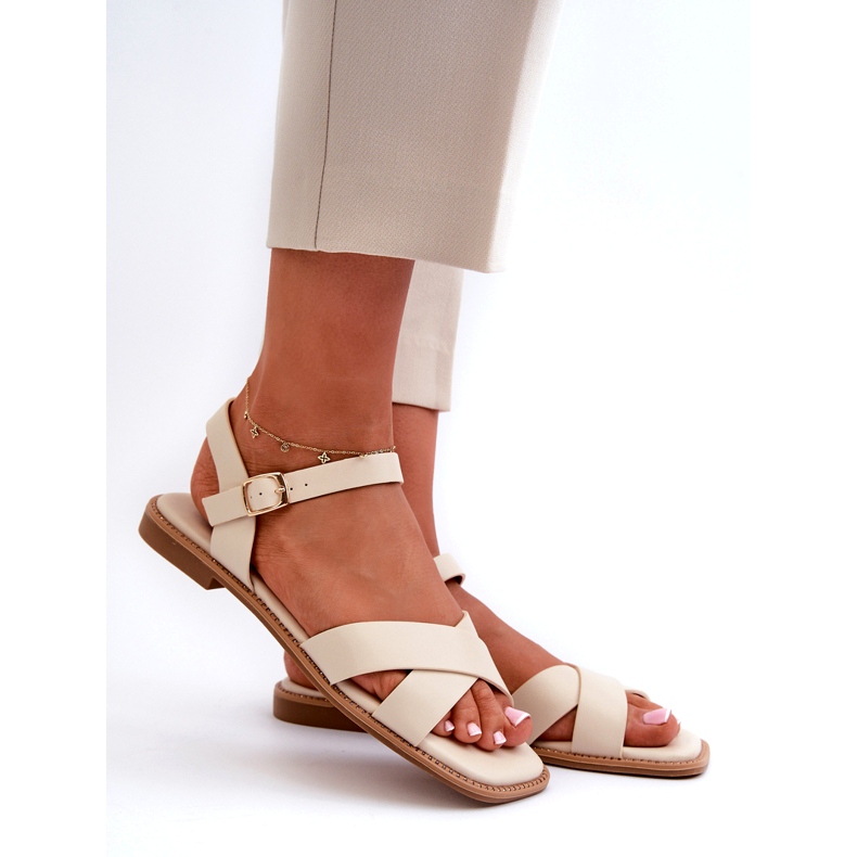 S.Barski Litteät naisten sandaalit Eco-Leather S. Barski KV27-003 Beige 1