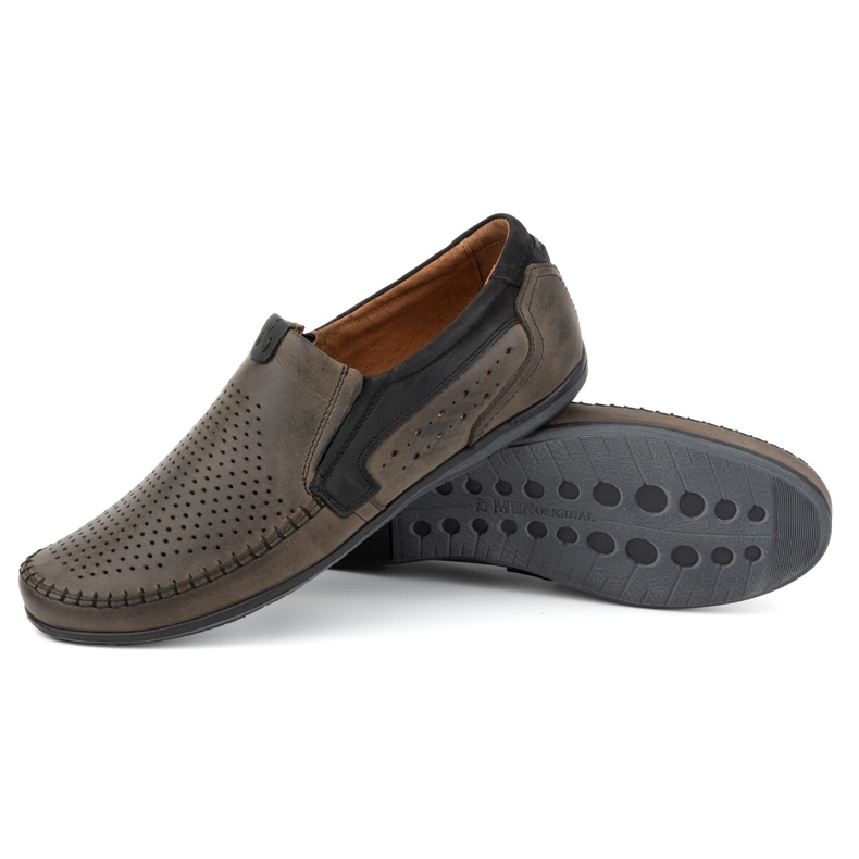 Olivier Miesten harjakattoiset nahkaiset mokasiinit 0525 oliivi vihreä 2