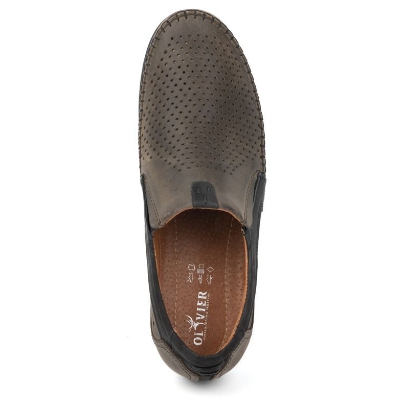 Olivier Miesten harjakattoiset nahkaiset mokasiinit 0525 oliivi vihreä 6