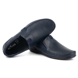 Olivier Miesten harjakattoiset nahkaiset mokasiinit 0525, tummansininen 5