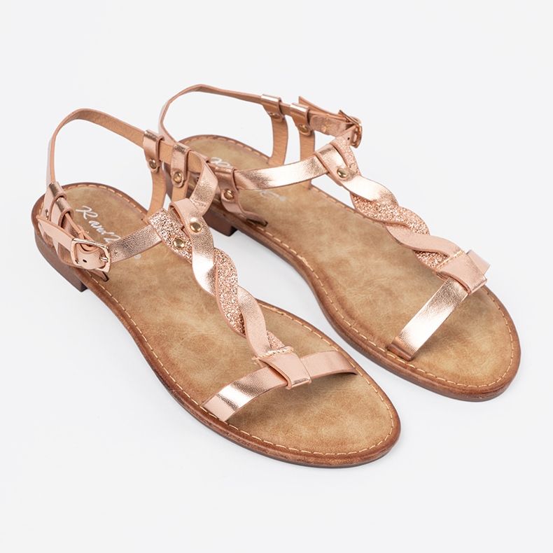 Shelvt Sandaalit, joissa on kiiltävä vaaleanpunainen kultainen vyö 2