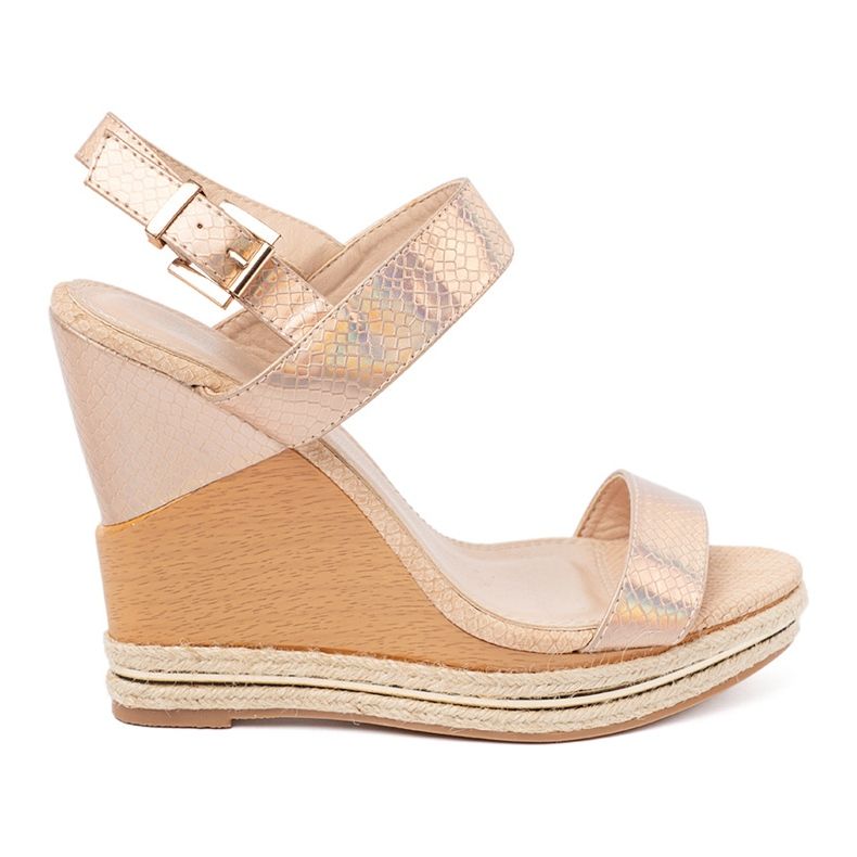 Shelvt Naisten sandaalit kiilalla vaaleanpunaisella kullalla vaaleanpunainen 2