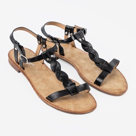 Shelvt Rento sandaalit koristeellisella punoksella musta 2