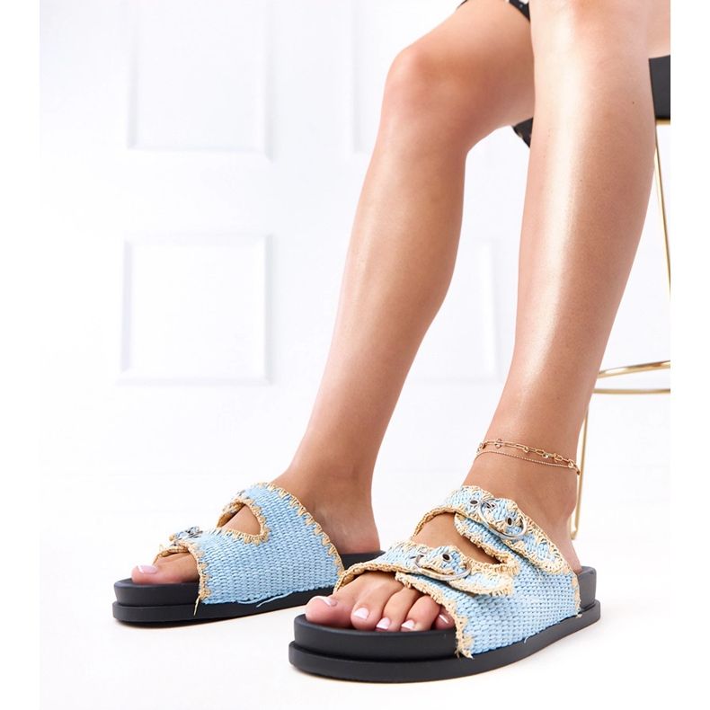 Siniset läpät, jotka on punottu sameli -solki sininen 1