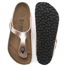 Naisten flip -Flops Birkenstock Gizeh BS 1023925 Kultainen vaaleanpunainen metalli 2