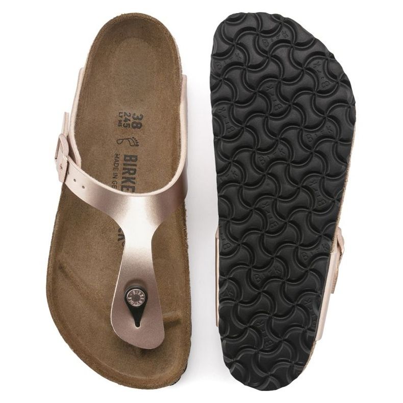 Naisten flip -Flops Birkenstock Gizeh BS 1023925 Kultainen vaaleanpunainen metalli 2