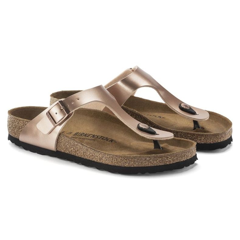 Naisten flip -Flops Birkenstock Gizeh BS 1023925 Kultainen vaaleanpunainen metalli 4