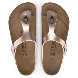 Naisten flip -Flops Birkenstock Gizeh BS 1023925 Kultainen vaaleanpunainen metalli 5