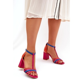 Naisten nahkaiset sandaalit Laura Messi 2879 monivärinen viesti vaaleanpunainen 2