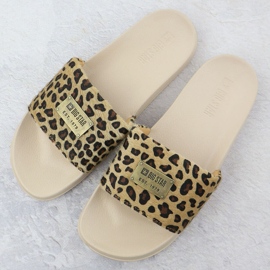 Big Star Naisten leopardileopardin flip flops uima -allas beige ss274715 2