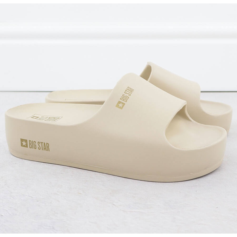Big Star Naisten flip flops -alustalla uima -allas beige iso tähti SS274722 1