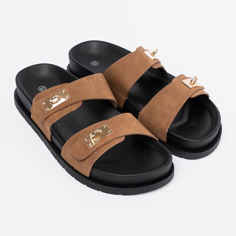 Shelvt Jansnobrowe Naisten flip flops kultaisilla inserteillä 2
