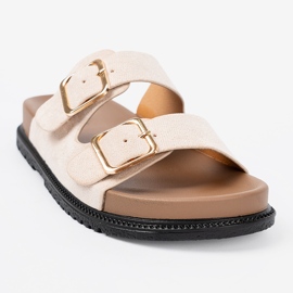 Shelvt Tyylikäs kevyt beige flip flops mokkanan viimeistelyllä 1