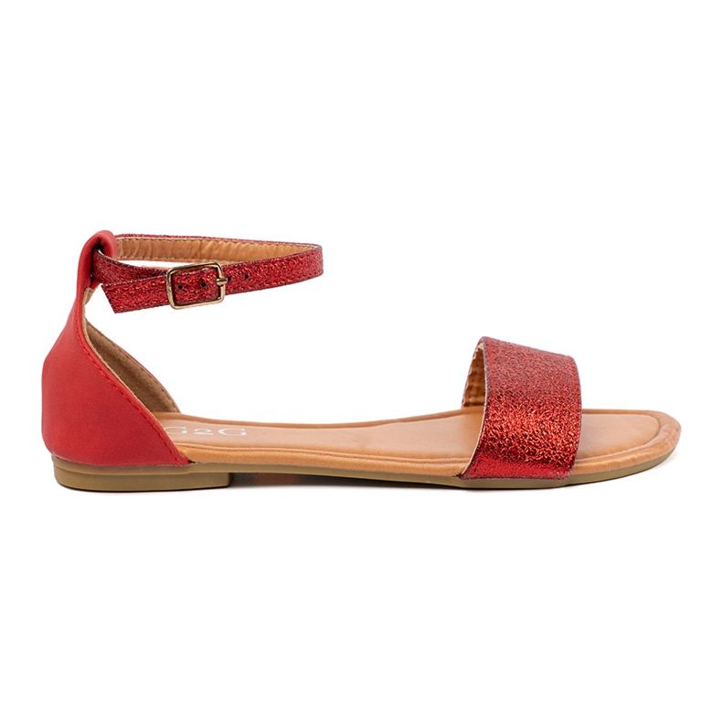 Shelvt Punaiset litteät sandaalit katettu kantapää punainen 2