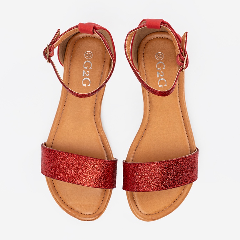 Shelvt Punaiset litteät sandaalit katettu kantapää punainen 1