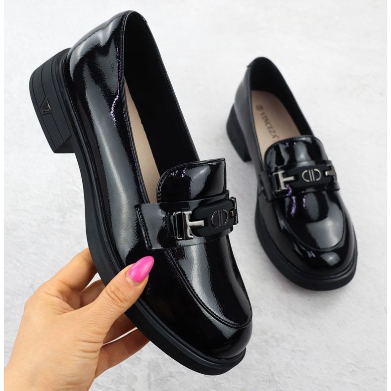 Naisten nahkakengät Laatetut leipät mustat Vinceza 39957 1