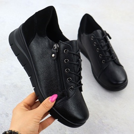 Naisten nahkakengät kiilalla musta Vinceza 39964 1