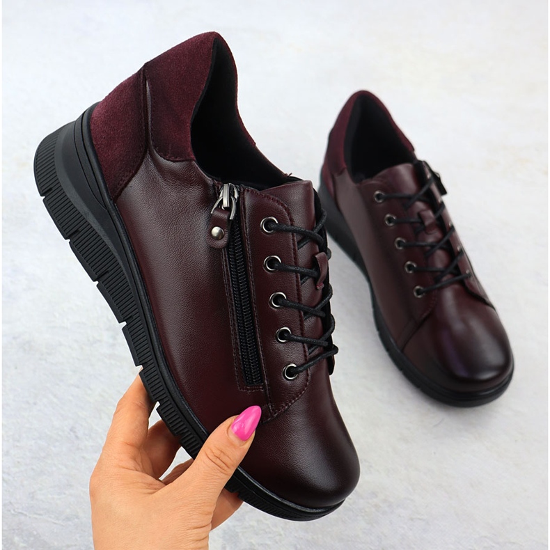 Naisten nahkakengät Vincezalle 39964 Burgundia punainen 1