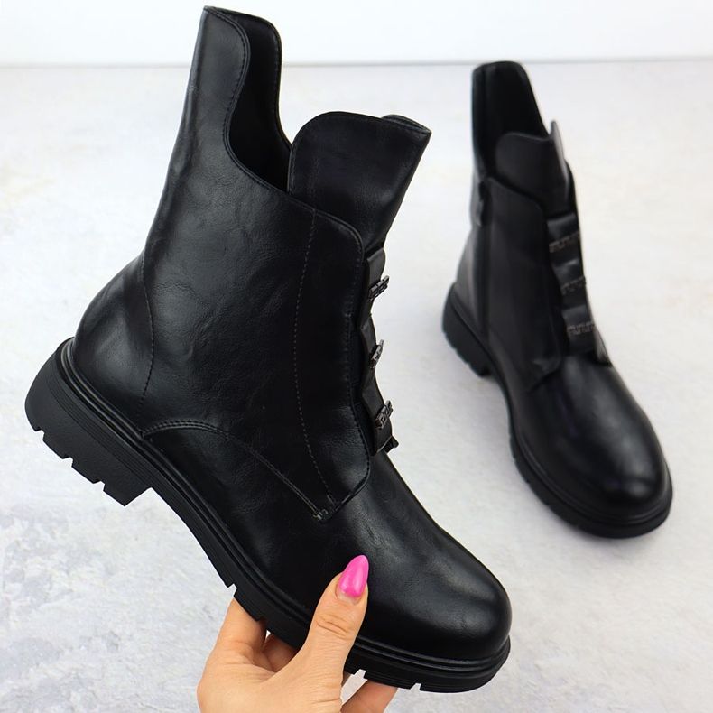 Litteä kantaiset naisten saappaat eristetty musta jezzi mr2501-4 1