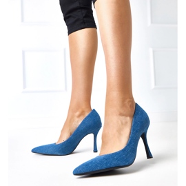 Denim pumppaa paalien korkokengillä sininen 1