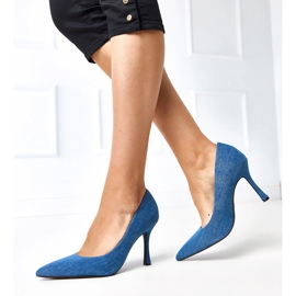 Denim pumppaa paalien korkokengillä sininen 2