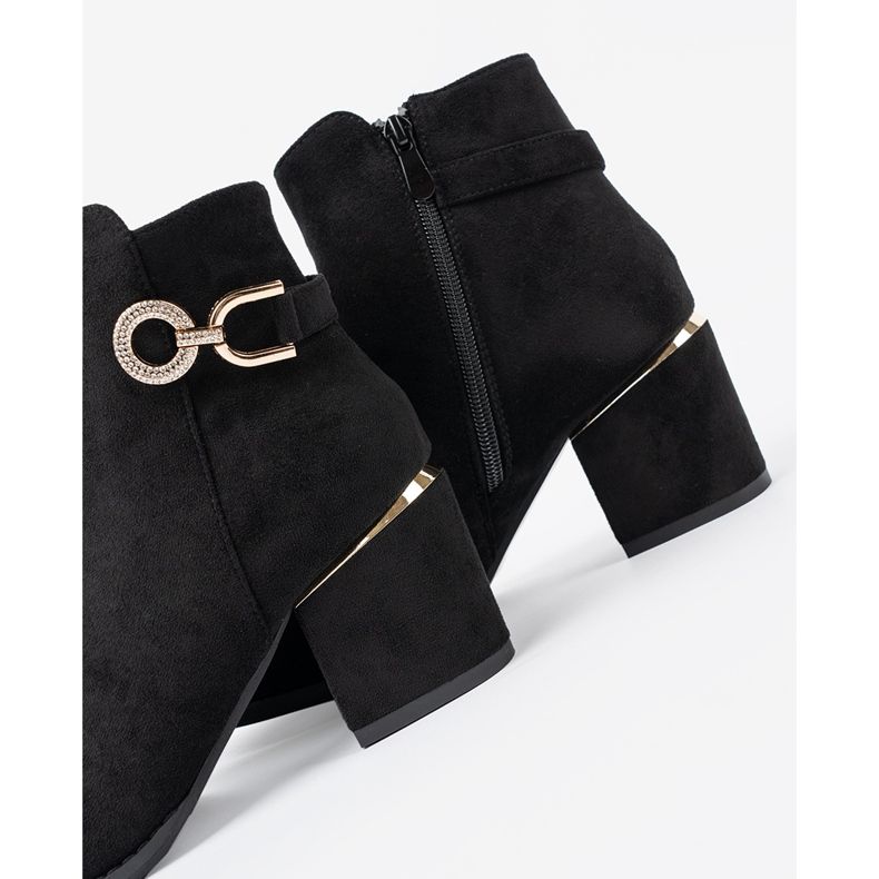 Shelvt Mustien naisten saappaat tyylikkäästi solki musta 1