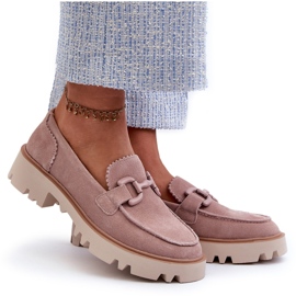 S.Barski Mokkanahkaiset naisten mokasiinit koristeella D&amp;A TW117 Pinkki vaaleanpunainen 5