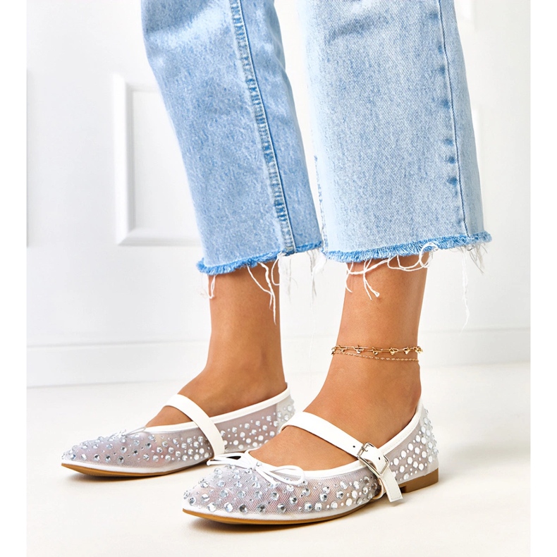 Valkoiset mesh balleriinit elasidikiteillä valkoinen 1