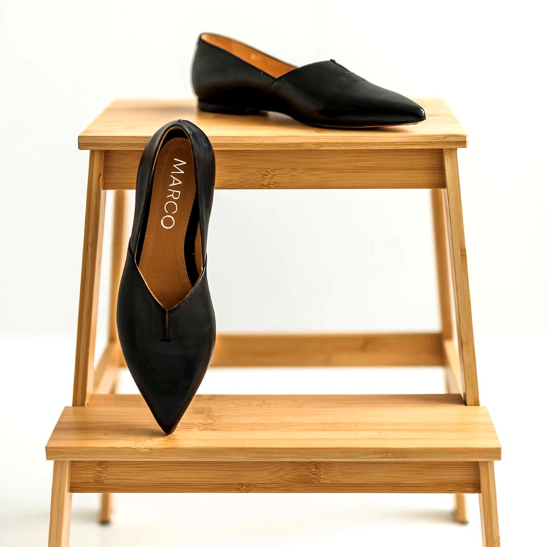 Marco Shoes Mustat naisten balleriinit Marco 1285 leikatulla 2