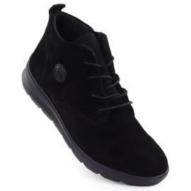 Naisten nahka saappaat Musta Rieker Z0022-00 1