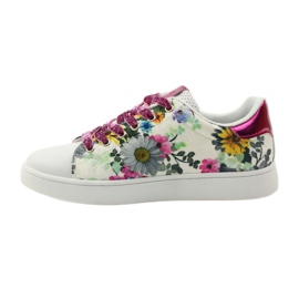 American Club Amerikkalaiset kukalliset tennarit, joissa nahkaverhoilu vaaleanpunainen monivärinen keltainen sininen valkoinen 2