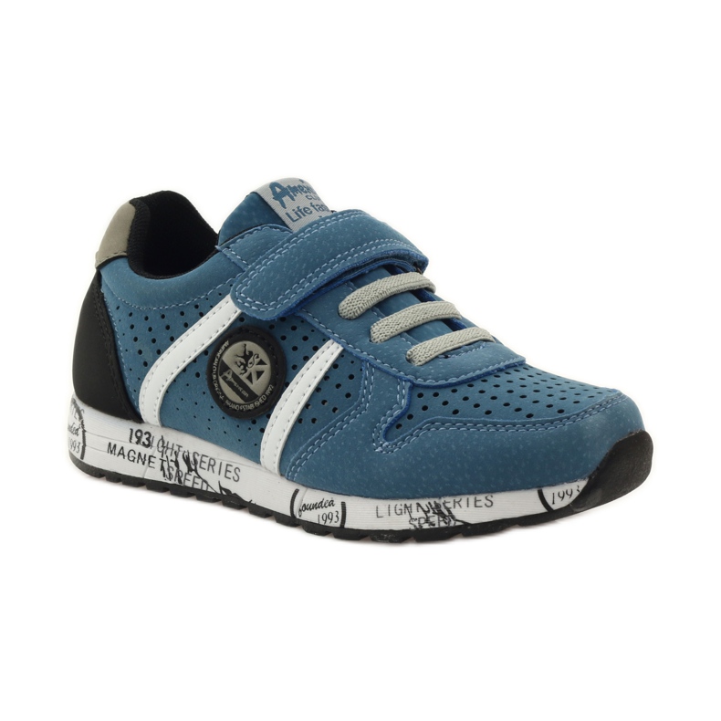 American Club ADI sport amerikkalainen nahkaverhoilu harmaa sininen musta valkoinen 1