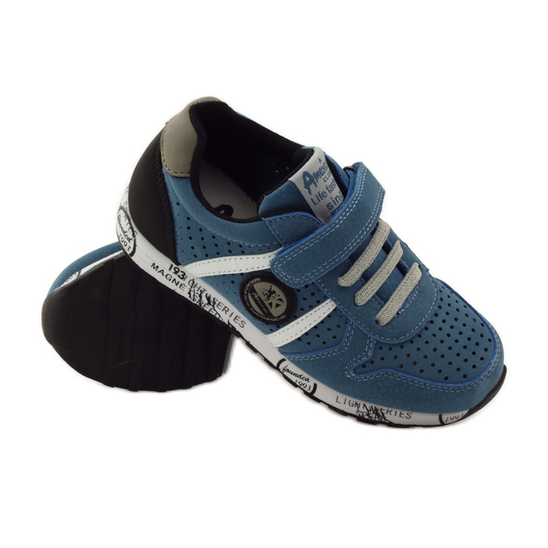 American Club ADI sport amerikkalainen nahkaverhoilu harmaa sininen musta valkoinen 3