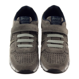 American Club Lävistetty amerikkalainen urheilullinen nahkapohjallinen laivastonsininen harmaa 4