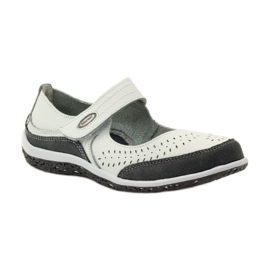 Filippo Nahkaiset naisten balerinat Vinceza valkoinen harmaa 1