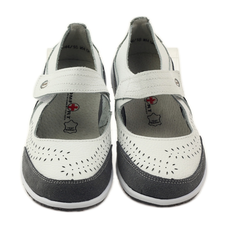 Filippo Nahkaiset naisten balerinat Vinceza valkoinen harmaa 4