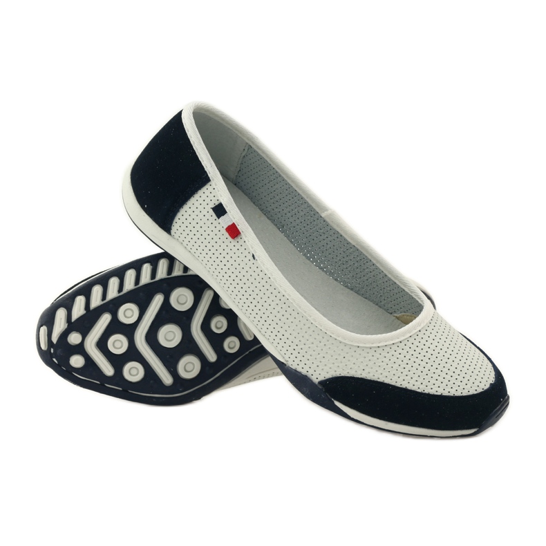 Nahkaiset naisten balerinat Filippo valkoinen laivastonsininen 3