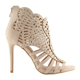 Avokärkikengät avokärkiset saappaat M286 Beige 1