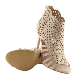 Avokärkikengät avokärkiset saappaat M286 Beige 2