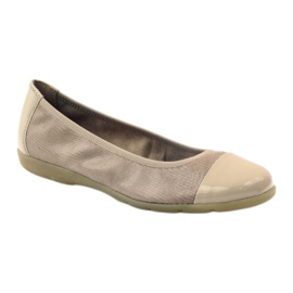 Naisten Caprice ballerinat 22152 nahkaa beige 1
