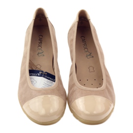 Naisten Caprice ballerinat 22152 nahkaa beige 4