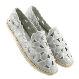 Naisten hopeiset harjakattoiset espadrillit LT86 Silver harmaa 1