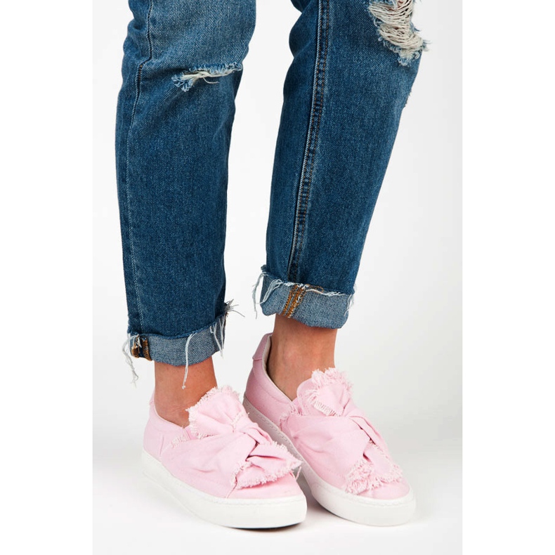 Slip-on lenkkarit rusetilla vaaleanpunainen 2