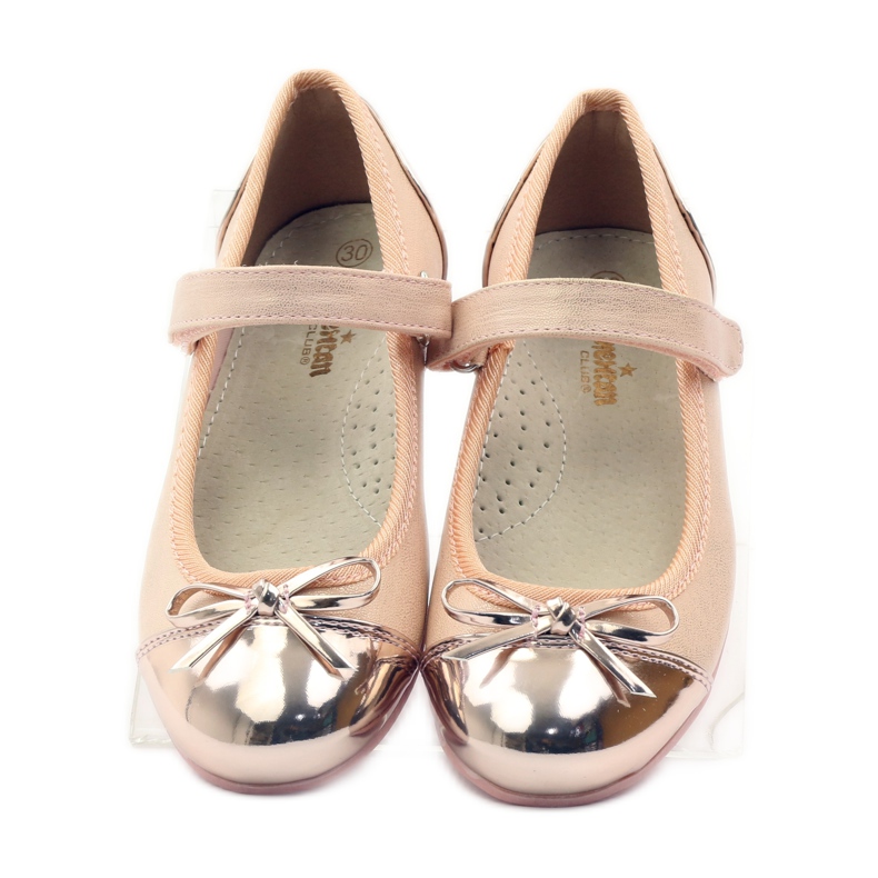 American Club Velcro ballerinapumput American 14297 vaaleanpunainen keltainen 4