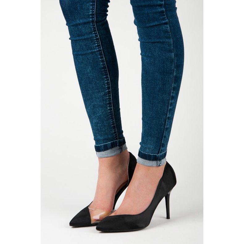 Satiiniset läpinäkyvät pinssit musta 1