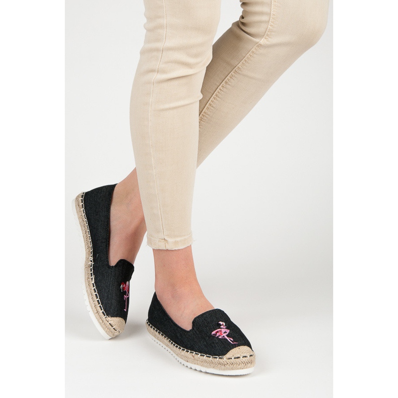 Bestelle Espadrillit flamingon kanssa musta 2