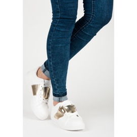 Valkoiset urheilulliset lenkkarit valkoinen keltainen 2